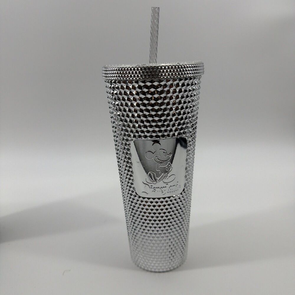 100th Anniversary Disney Parks Mickey Starbucks Tumbler Cup Silver Studded New
